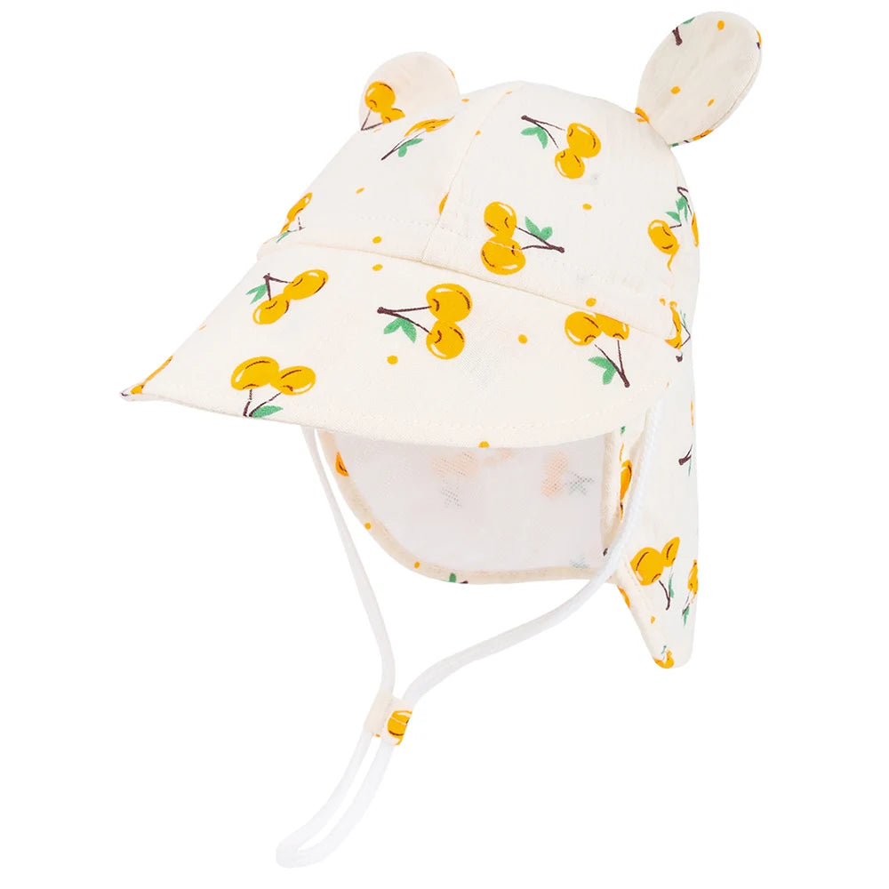 New Autumn Children Bucket Hats 1-3Y Boys and Girls Beach Sun Cap Toddler Sun Hat with Shawl Breathable Outdoor Activities Cap