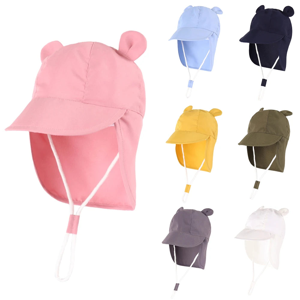 Adjustable Baby Sun Hats with Neck Flap Protection - Perfect Swim & Play Toddler Hat for Girls & Boys