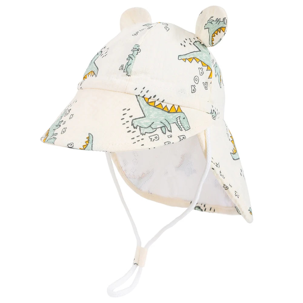 New Autumn Children Bucket Hats 1-3Y Boys and Girls Beach Sun Cap Toddler Sun Hat with Shawl Breathable Outdoor Activities Cap