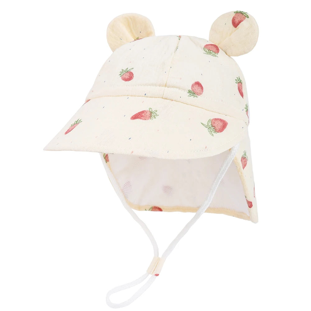 New Autumn Children Bucket Hats 1-3Y Boys and Girls Beach Sun Cap Toddler Sun Hat with Shawl Breathable Outdoor Activities Cap