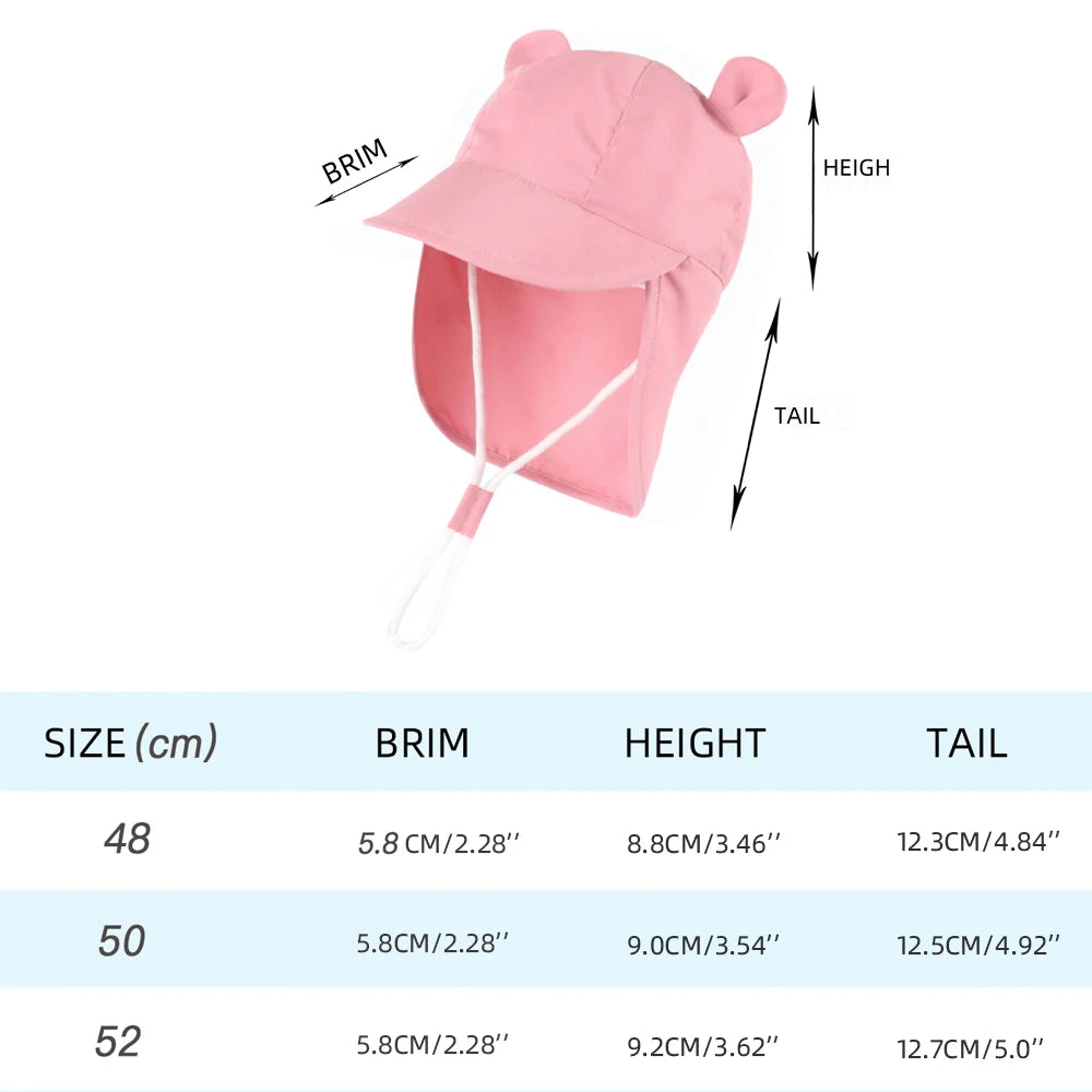 Adjustable Baby Sun Hats with Neck Flap Protection - Perfect Swim & Play Toddler Hat for Girls & Boys