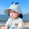 Cartoon Sunshade Baby Beach Hat Cute Bear Rabbit Ears Boys Girls Sun Visor Cap Summer Outdoor Breathable Mesh Panama Hats