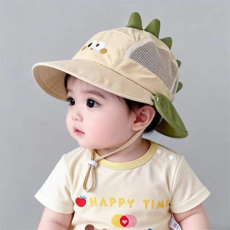 Cartoon Sunshade Baby Beach Hat Cute Bear Rabbit Ears Boys Girls Sun Visor Cap Summer Outdoor Breathable Mesh Panama Hats