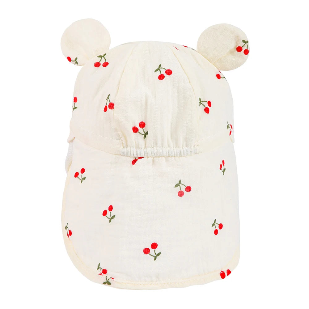 New Autumn Children Bucket Hats 1-3Y Boys and Girls Beach Sun Cap Toddler Sun Hat with Shawl Breathable Outdoor Activities Cap