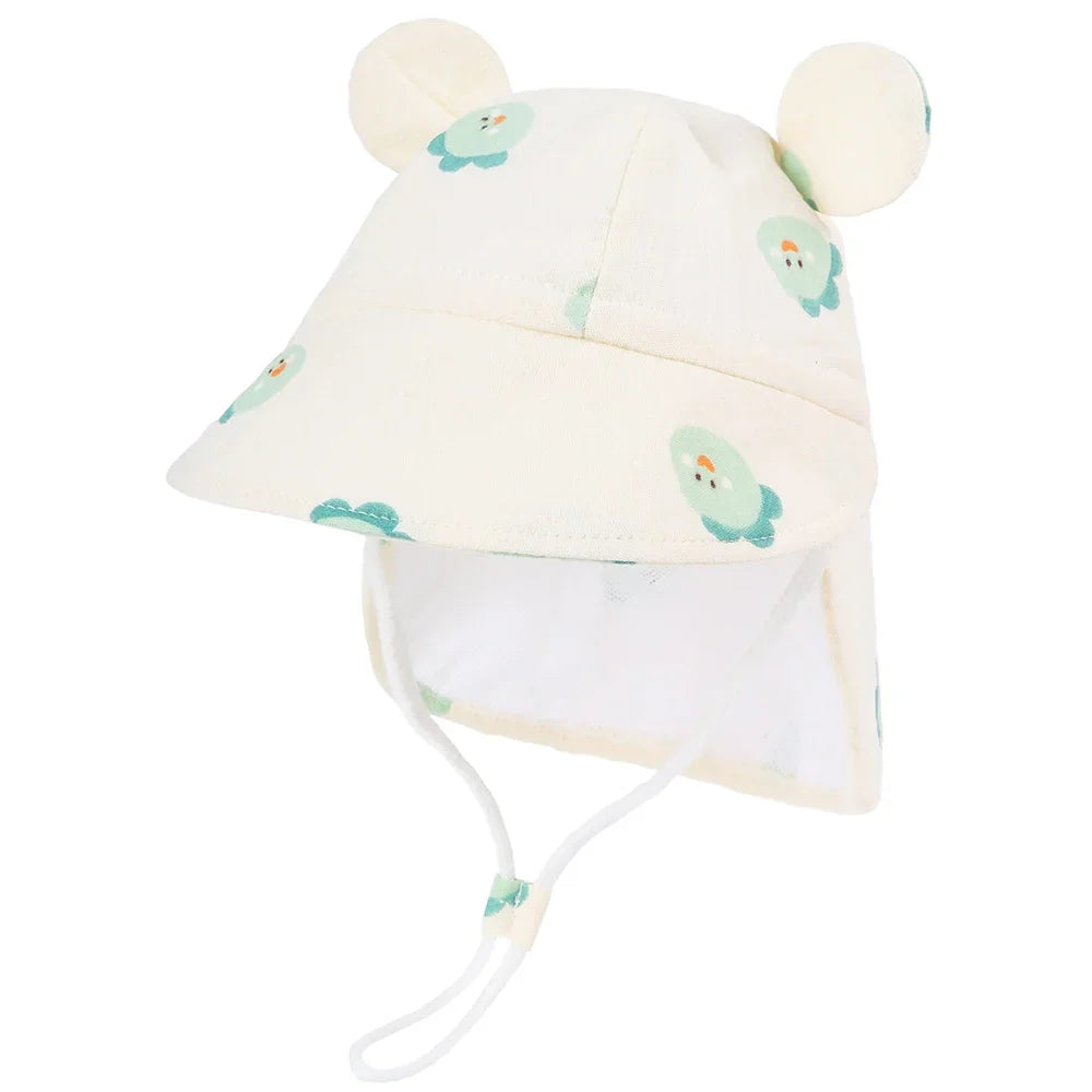 New Autumn Children Bucket Hats 1-3Y Boys and Girls Beach Sun Cap Toddler Sun Hat with Shawl Breathable Outdoor Activities Cap